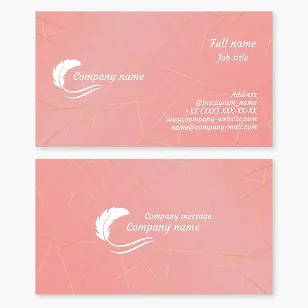 Elegant business card template with feather. Writer, author, screenwriter, poet. Publisher.