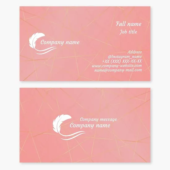 Elegant business card template with feather. Writer, author, screenwriter, poet. Publisher.