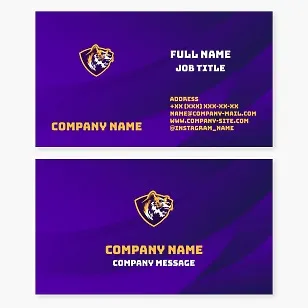 Business card template. Abstract. Tiger, shield. Sports team.