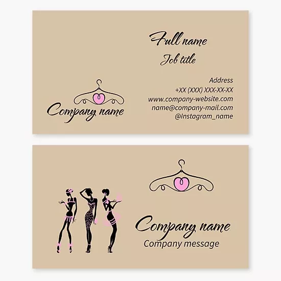 Business card template Fashion, clothing, boutique, sewing studio