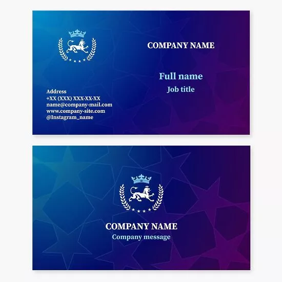 Royal Lion, Crown, Laurel Wreath, and Star Business Card Template