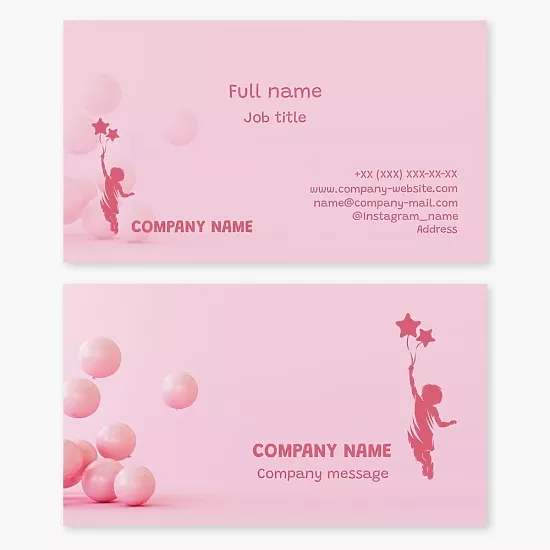 Business card template Children's club of interests, educational games and lessons, children's creativity center