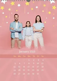 Calendar template Happy family with stars