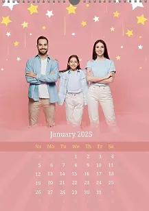 Calendar template Happy family with stars