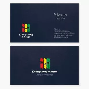 Jamaican Palm Tree with Rasta Colors Business Card Template