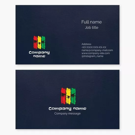 Jamaican Palm Tree with Rasta Colors Business Card Template