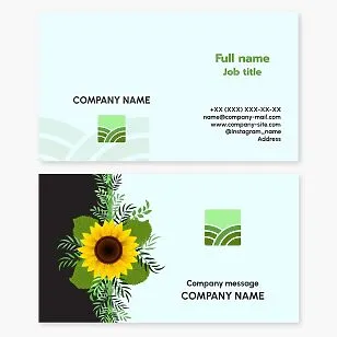 Business card template. Agribusiness. Agricultural business. Fields and arable land.