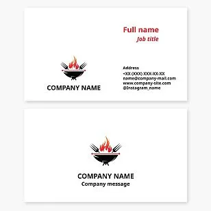 Business card template. Picnic, grill, and barbecue rentals and cabins.