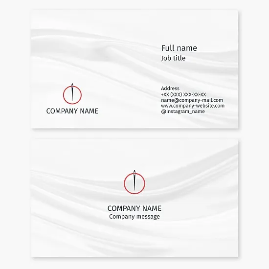 Needle Logo | Sewing Workshop | Fabric | Letter O | Business Card Template.