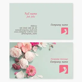 Business card template. Abstract. Bird, flowers. Beauty.