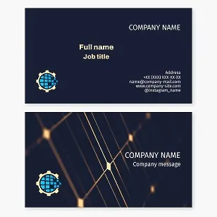 Business card template. Solar energy-saving panels. Global energy technology processes.