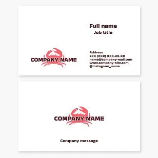 Business card template. Crab. Seafood supply. Cafe, restaurant.