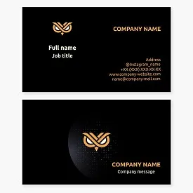 Business card template with Owl Face logo. Security, CCTV and protection.