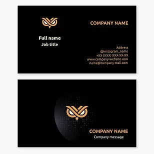 Business card template with Owl Face logo. Security, CCTV and protection.