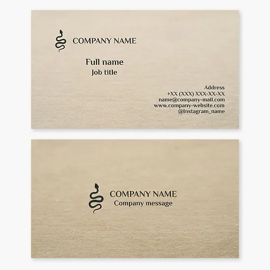 Business card template. Abstract. Snake. Snake catcher. Symbol of wisdom, immortality, healing, medicine.