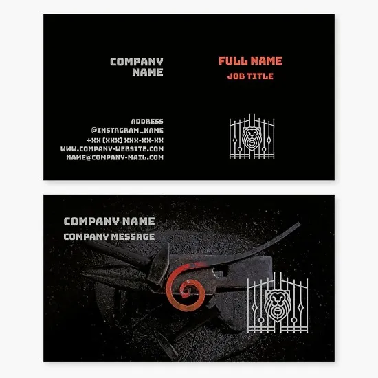 Blacksmith Metalworks Business Card Template, Artistic Forging.
