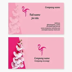 Flamingo Beauty Logo Business Card Template, Letter F.