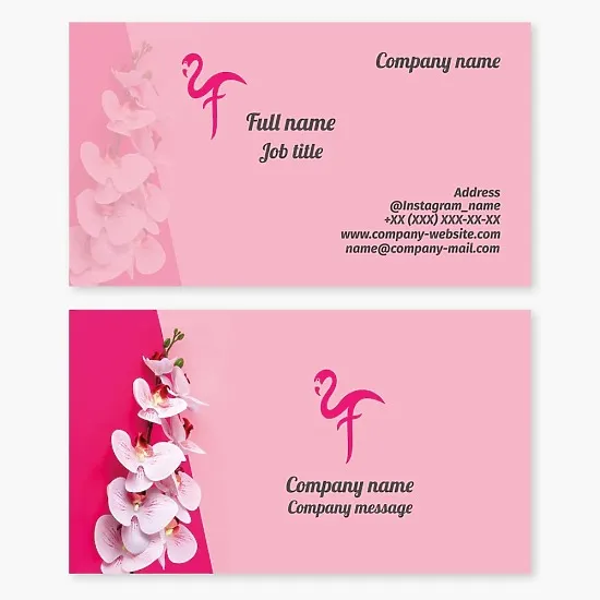 Flamingo Beauty Logo Business Card Template, Letter F.