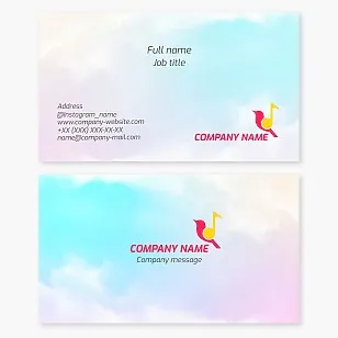 Business card template with musical note and bird. Music.