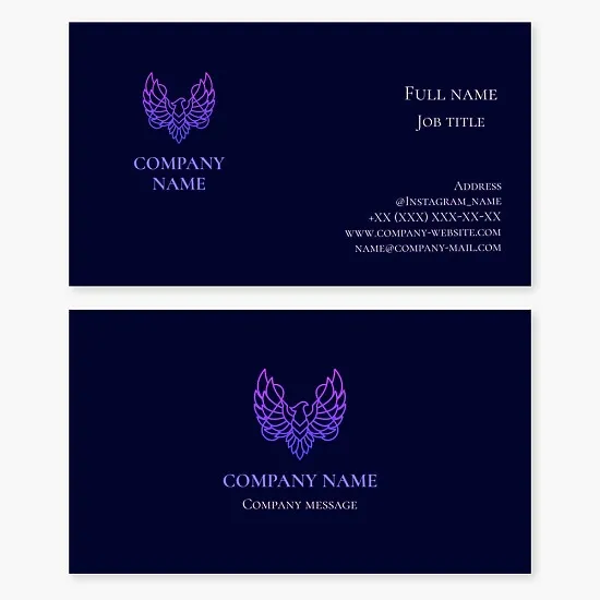 Business card template with Phoenix bird. Symbol of rebirth, renewal, immortality and transformation.