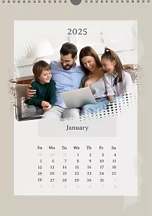 Calendar template Happy family in olive frame