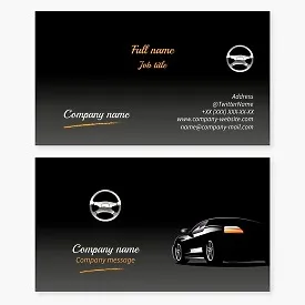 Car business card template, Driving school.