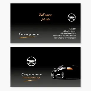 Car business card template, Driving school.