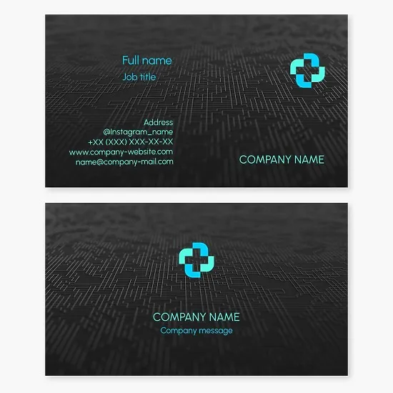 Business card template for medical technology. Medical equipment and technology.