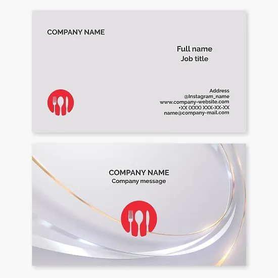 Restaurant business card template with a cutlery logo. Restaurant, cafe, catering.