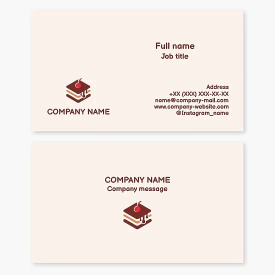 Business card template. Cooking. Bakery. Cake.