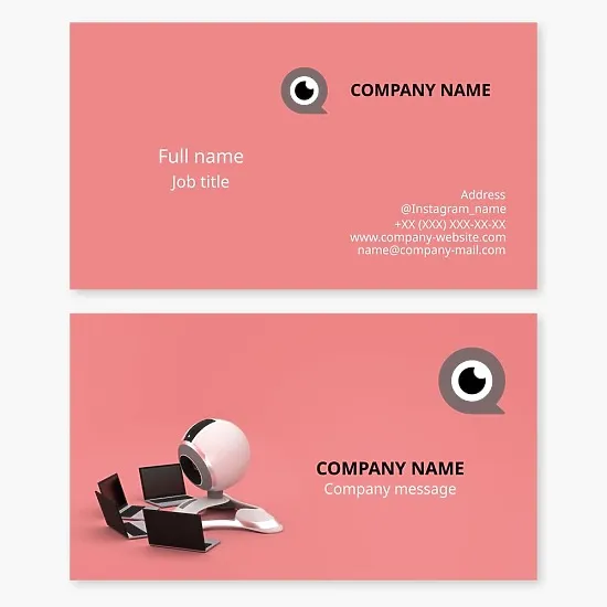 Business card template. Video surveillance equipment: sales, installation. Video surveillance cameras.