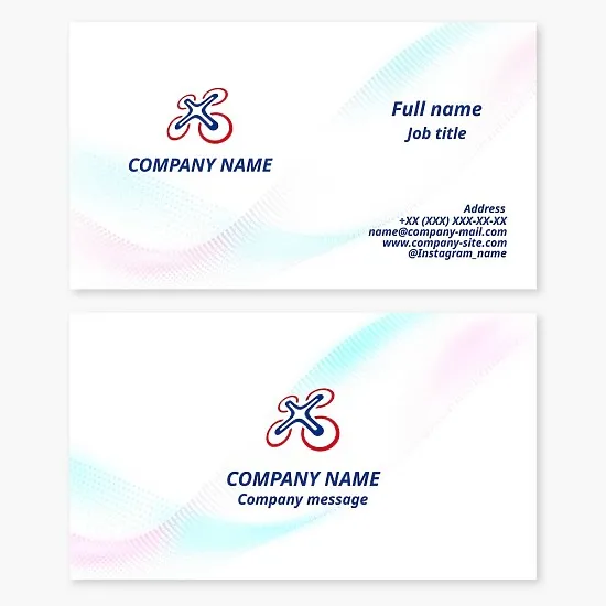 Business card template. Drone, unmanned aerial vehicle. Letter X.