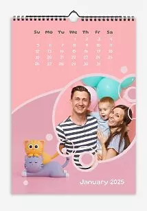 Happy young family with cats on a pink background