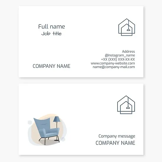 Interior items. Business card template
