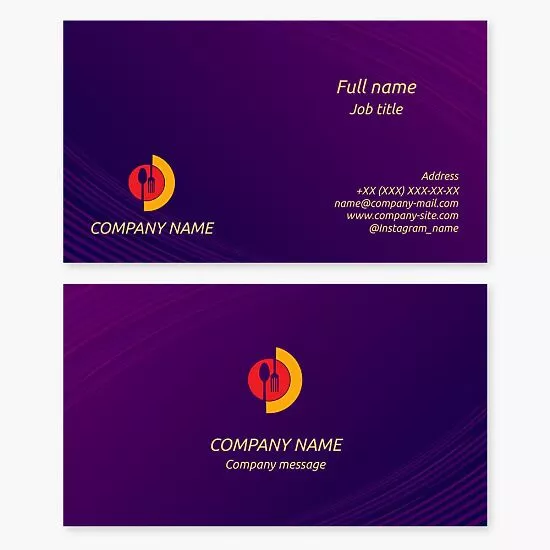 Business card template. Restaurant, cafe. Spoon, fork.