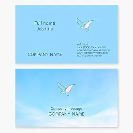 Business card template. Flying bird. Pigeon. Symbol of freedom, exaltation and spirituality.