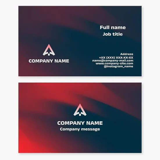 Business card template. Upward arrow. Symbol of upward movement, improved success, development, and positive momentum. Brand. Letter A.