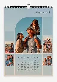 Calendar template Family near the sea at sunset