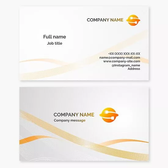 Business card template. Saturn. Electrical products. Electrician. Electrical plug and socket.