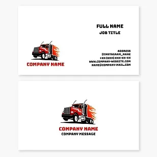 Cartoon style cargo transportation business card template.