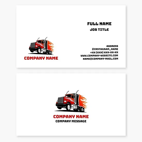 Cartoon style cargo transportation business card template.