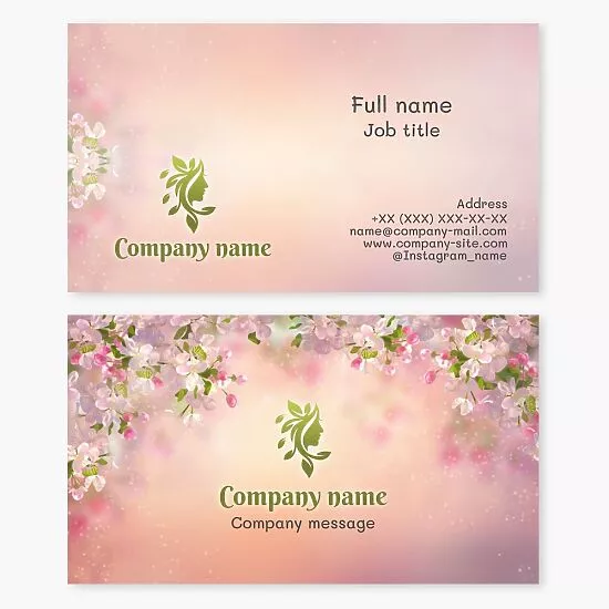 Pink Flower Beauty Business Card Template