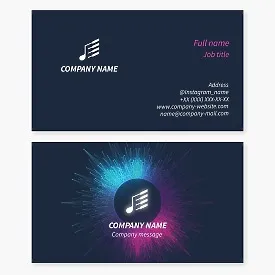 Music themed business card template. Note, keys.