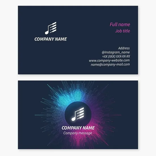 Music themed business card template. Note, keys.