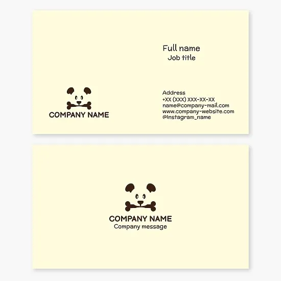 Business card template. Animal food. Pet store.
