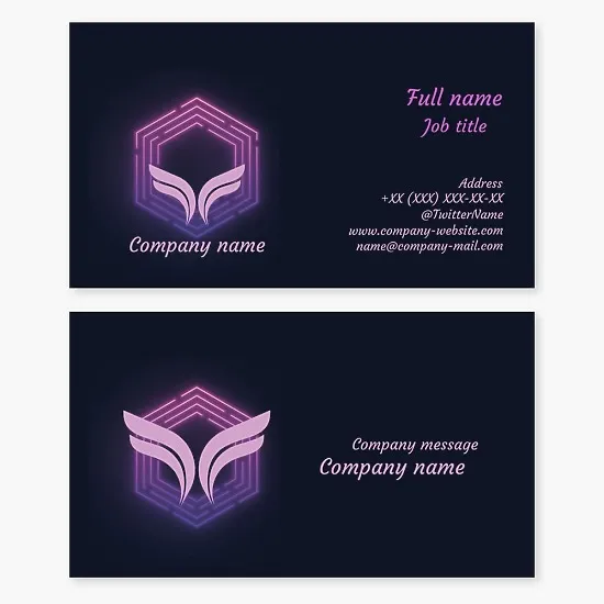 Business card template Wings, abstraction, nightclub, wings