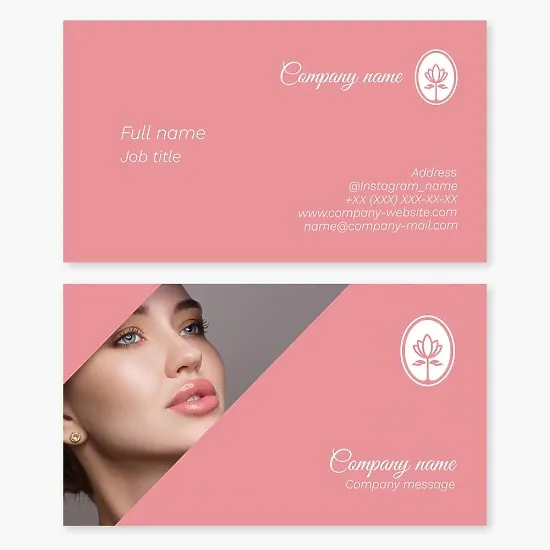 Business card template for a makeup artist, stylist, clsmetologist. Beauty salon.