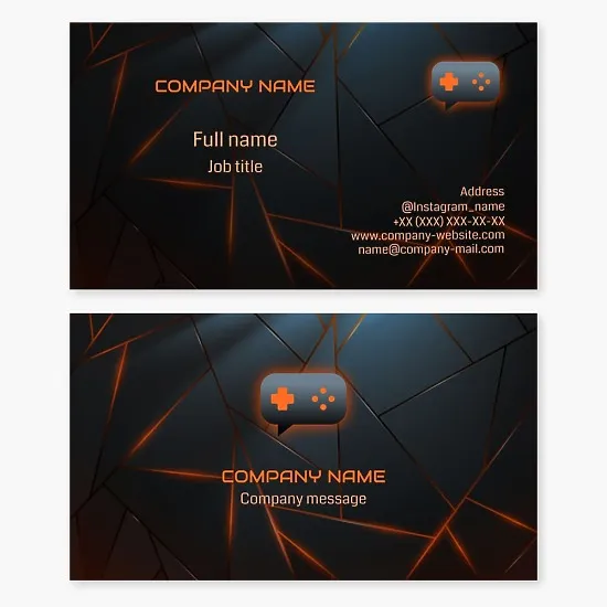 Business card template. Game portal. Computer games. Consultant of the gaming device store.