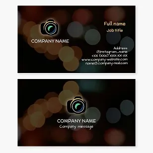 Camera | Bokeh effect | Business card template with photo