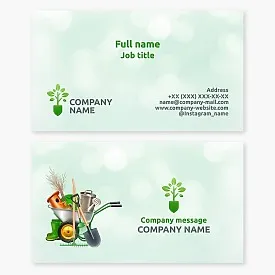 Business card template. Products and tools for gardening.